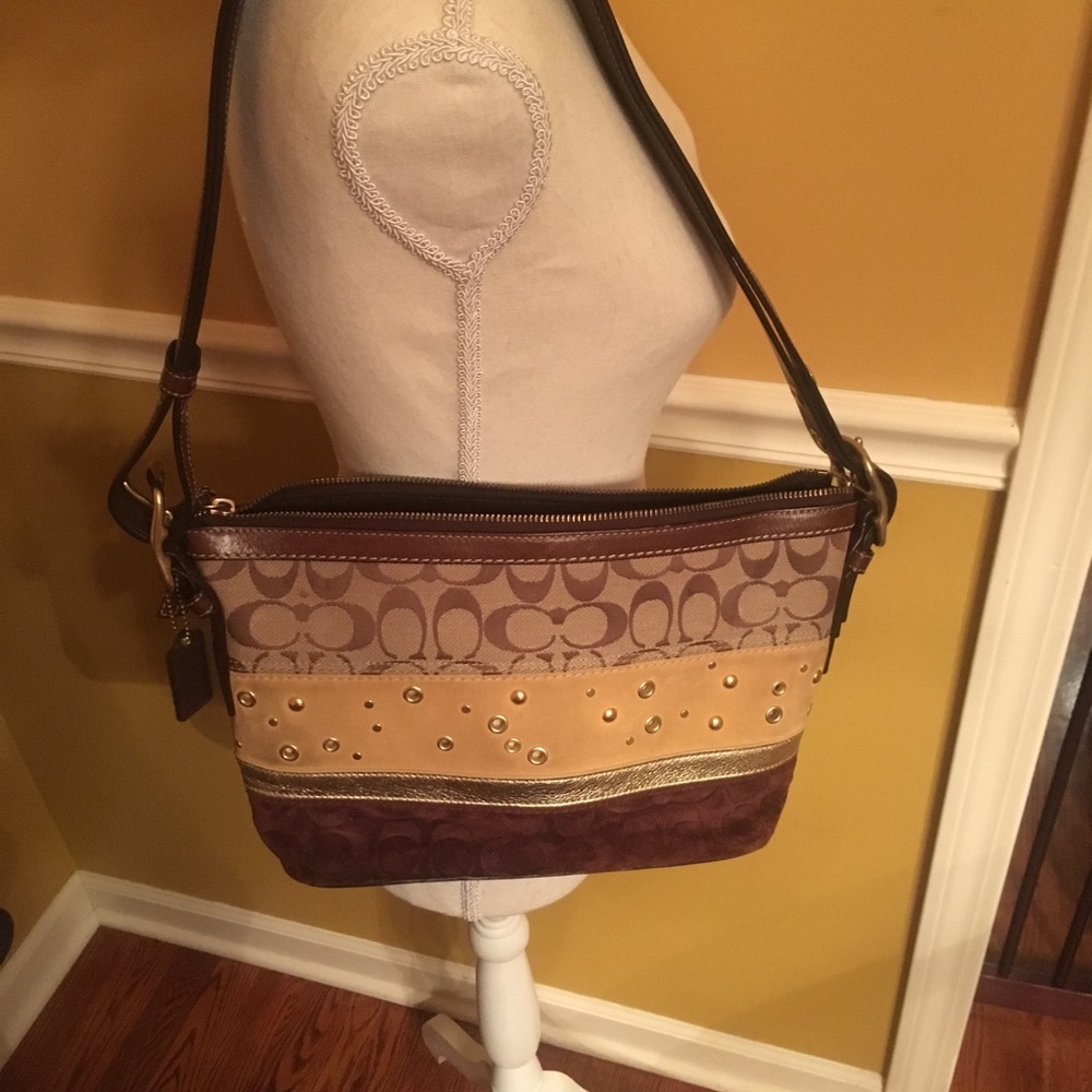Coach Patchwork Suede Gold Grommet Tote+bag+wallet - Picture 8 of 8